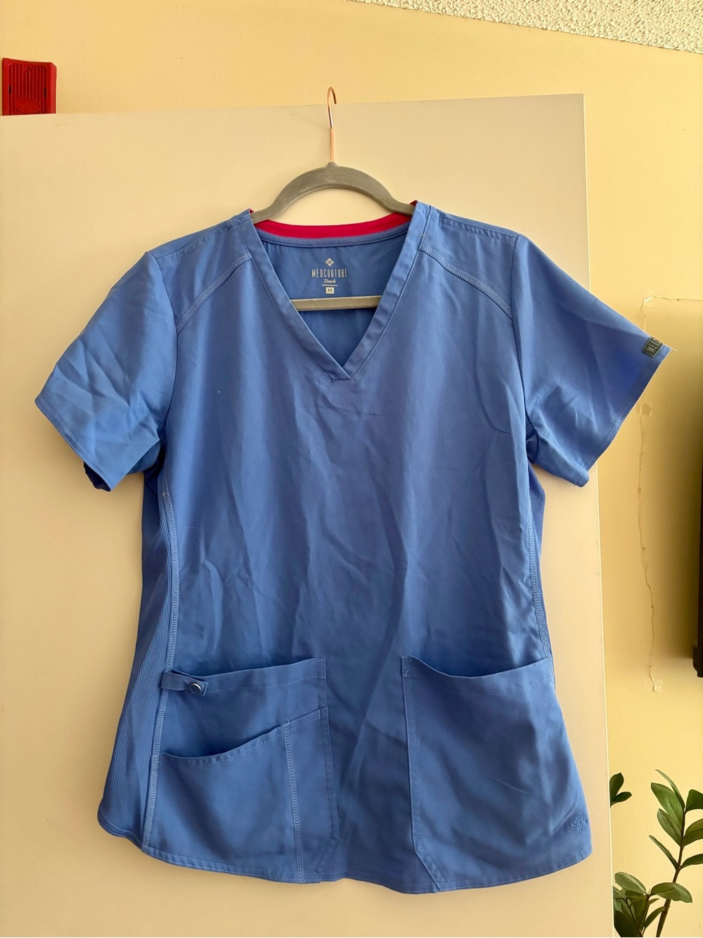 Blue V-Neck Medical Scrub Top + bottoms